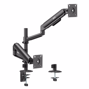 Ergo Office ER-692 B – dvigubas dujinės spyruoklės monitorių laikiklis 17–32 col. ekranams, po 1–10 kg, matinis juodas