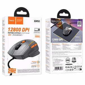 Wired mouse Hoco GM52 RGB Gaming Black/Gray