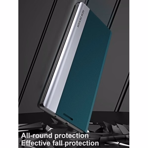 Sleep Case Pro atverčiamas dėklas su stovu, skirtas Samsung Galaxy S25 – žalias