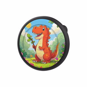 AirTag ženklo dėklas - juodas su dinozaurų spauda