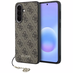 Guess HC PU 4G Classic Logo case with charm for Samsung Galaxy A37 brown