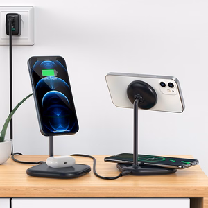 Acefast 15W Qi беспроводное зарядное устройство для iPhone (с MagSafe) и Apple AirPods подставка магнитный держатель серый (E6 gray)