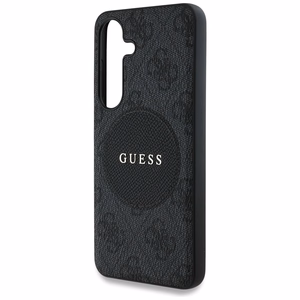 Guess 4G Apvalus Klasikinis Logotipas Magnetinis dėklas telefonui Samsung Galaxy S25 Juodas