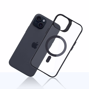 Чехол 3mk Satin Armor MagCase с MagSafe для iPhone 15 - прозрачный с чёрной рамкой