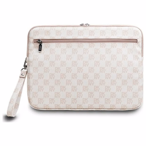 DKNY 14" nešiojamojo kompiuterio dėklas su languotu raštu ir juostomis - rožinis