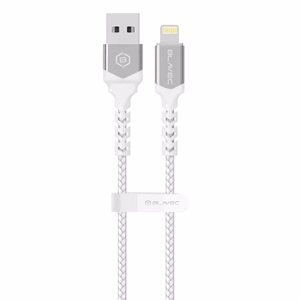 Кабель Blavec Raptor плетёный USB — Lightning 1,5A 2 м Apple CarPlay (CRA-UL15WS20) белый-серебристый