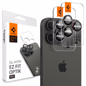 Spigen Optik Pro L-Series Glas.tR EZ Fit Tempered Glass for iPhone 14 Pro / Pro Max / 15 Pro / Pro Max / 16 Pro / 16 Pro Max / 17 Pro / 17 Pro Max - Black with Red Edge