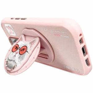 Nimmy Glasses Cool Cat MagSafe dėklas telefonui iPhone 16 Pro Max – rožinis