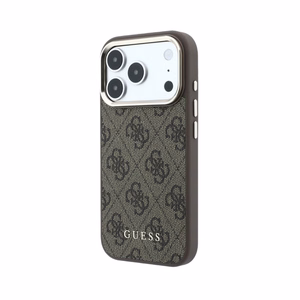 Dėklas Guess PU Leather 4G Gold Frame MagSafe Apple iPhone 18 Pro rudas