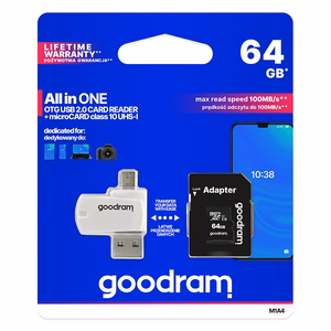 Goodram viskas viename M1A4-0640R12 flash atmintis 64 GB MicroSDXC Class 10 UHS-I + kortelių skaitytuvas