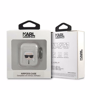 Karl Lagerfeld Glitter Karl's Head чехол для AirPods 1/2 - серебряный