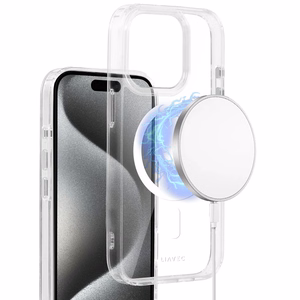 Liavec Blizgus Magnetinis Skaidrus dėklas telefonui Iphone 15 Pro Max balta