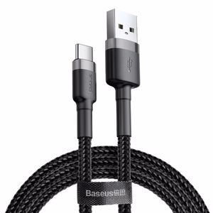Baseus Cafule USB-C kabelis 2A, 2 m, pilka/juoda (CATKLF-CG1)