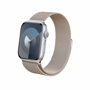 Crong Milano Steel nerūdijančiojo plieno dirželis, skirtas Apple Watch 38 / 40 / 41 mm ir 42 mm (Series 10 / 11), šampano spalvos