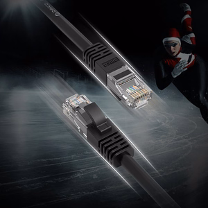 Orico PUG-C6 CAT6 1000Mbps RJ45 Ethernet tinklo kabelis LAN apvalus 40m - juoda