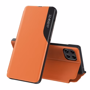 Eco Leather View Case элегантный чехол-книжка с подставкой для Samsung Galaxy A22 4G оранжевый