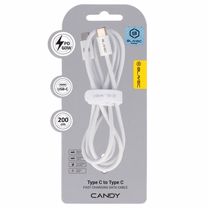 Blavec Cable Candy плетёный кабель Type C на Type C PD 60W 3A 2m Apple CarPlay/Android Auto (CCA-CC3W20) белый
