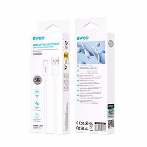 BWOO X329L silikoninis kabelis USB – Lightning 3A 1m baltas