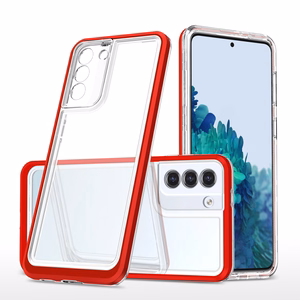 Skaidrus 3in1 dėklas Samsung Galaxy S22 + (S22 Plus) rėmelio gelis raudonas