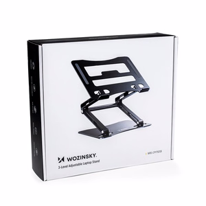Wozinsky WRS-CPY75DSB aliuminis nešiojamojo kompiuterio ir planšetės stovas + nemokamas išmaniojo telefono stovas - juodas
