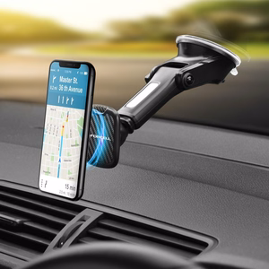 Automobilinis universalus telefono laikiklis Forcell (H-CT327) tvirtinamas ant stiklo, magnetinis juodas