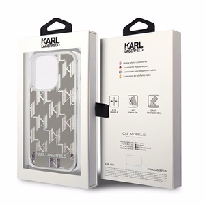 Karl Lagerfeld KLHCP14XLMNMS iPhone 14 Pro Max 6.7 "kietas dėklas sidabrinis / sidabrinis Skystas Blizgesys Monograma