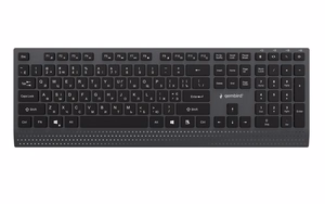 Gembird KB-MCH-06-CYRL Plona laidinė multimedijos klaviatūra su C tipo adapteriu, kirilicos išdėstymas, juoda