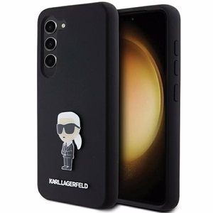 Karl Lagerfeld silikoninis Ikonik metalinis smeigtukas dėklas telefonui Samsung Galaxy S23+ - juodas