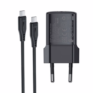 Įkroviklis Acefast A118 30W GaN USB-C + USB-C į USB-C laidas 1.2m juodas