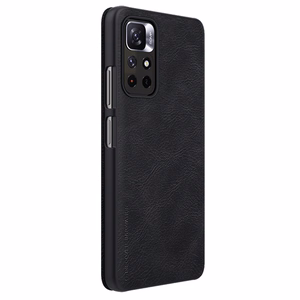 Nillkin Qin dėklas atverčiamas dėklas Xiaomi Redmi Note 11T 5G / 11S 5G / 11 5G (Kinija) / Poco M4 Pro 5G - juodas