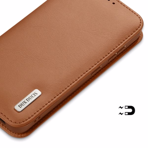 Чехол Dux Ducis Hivo для Samsung Galaxy S25 Edge с откидной крышкой и RFID-защитой - коричневый