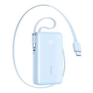 "Joyroom JR-PR2L" 10000 mAh 35 W maitinimo bankas su integruotu ištraukiamuoju USB-C kabeliu ir "Lightning" laidu - mėlynas