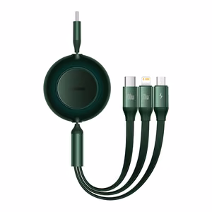 Kabelis Bright Mirror 2 3 in 1 - Type C į Micro USB, Lightning, Type C - 100W 1,1 metro (CAMJ010206) žalias