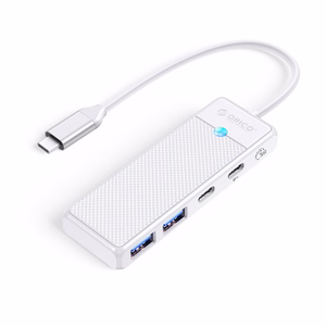 Orico PAPW2AC-C3 USB Hub 4-port 2x USB-A 3.0 1x USB-C 3.0 with USB-C PD 100W charging 0.15m - white