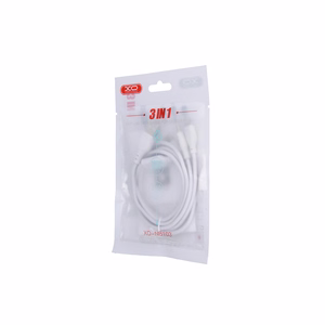 XO NB103 USB-A laidas „3 viename“ su Lightning, USB-C ir Micro-USB jungtimis, 1 m, 2,1 A – baltas