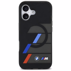 BMW M IML metaliniais mygtukais trispalvių linijų magnetinis dėklas telefonui iPhone 17 - juodas