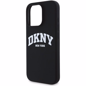 DKNY Silikoninis baltas spausdintas logotipas magnetinis dėklas iPhone 16 Pro Max - juodas
