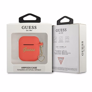 Guess GUA2LSCHSR AirPods dėklas raudonas/raudonas Silikoninė Širdelės kolekcija