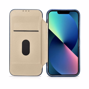 iCarer CE Premium odinis folio dėklas iPhone 14 Plus su MagSafe magnetiniu flipu - mėlynas