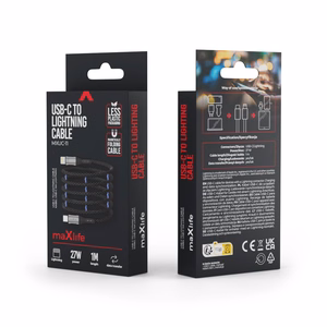 Maxlife MXUC-11 magnetinis kabelis USB-C - Lightning 1,0 m 27W juodas nailonas