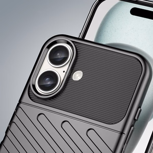 Thunder dėklas telefonui iPhone 16 Plus silikoninis dėklas - juodas