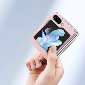 Кожаный чехол Dux Ducis Bril для Samsung Galaxy Z Flip 5 5G - розовый