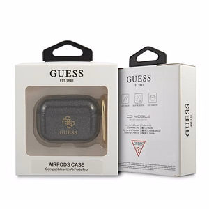 Guess GUAPUCG4GK AirPods Pro dėklas juodas/juodas Glitter kolekcija