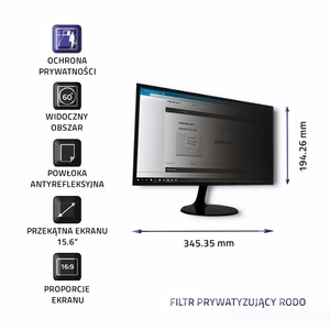 Qoltec 51052 Privatumo Filtras 15.6" 16:9