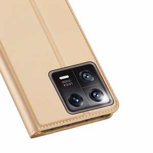 Dux Ducis Skin Pro dėklas telefonui Xiaomi 13 su kortelių laikikliu ir auksiniu stovu