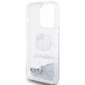 Hello Kitty skysto blizgučių pakabukai Kitty Head dėklas telefonui iPhone 14 Pro - sidabrinis