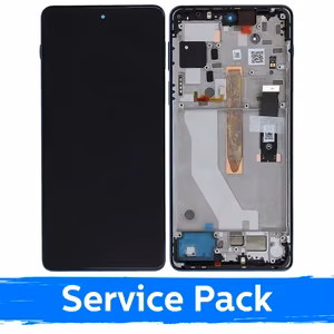 LCD ekranas skirtas Motorola Edge 20 Pro XT2153 su rėmeliu / Blue Vegan Leather / (Service Pack)