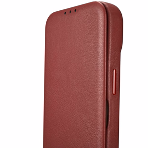 iCarer CE Premium odinis folio dėklas iPhone 14 Plus su MagSafe magnetiniu flipu - raudonas