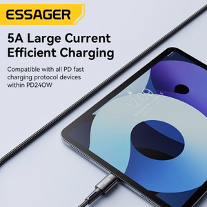 Кабель Essager "Ultra" тёмно-серый Type-C / Type-C 200 см (до 240 Вт)
