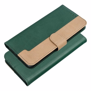 Atverčiamas dėklas Motorola G67 / G77 Split Book, žalias ir auksinis